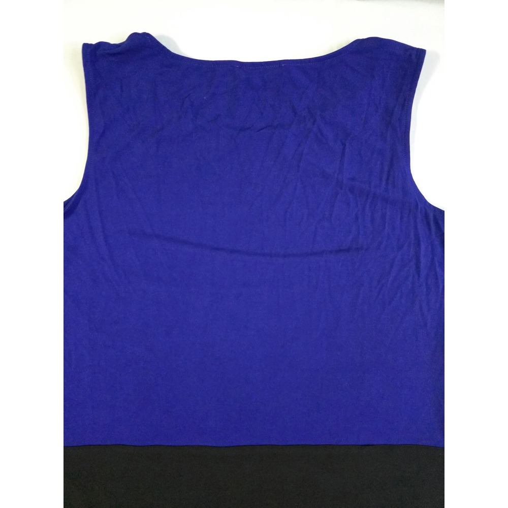 Calvin Klein Womens Blue Black Colorblock Sleeveless Shell Top Stretch Jersey L - Picture 10 of 13